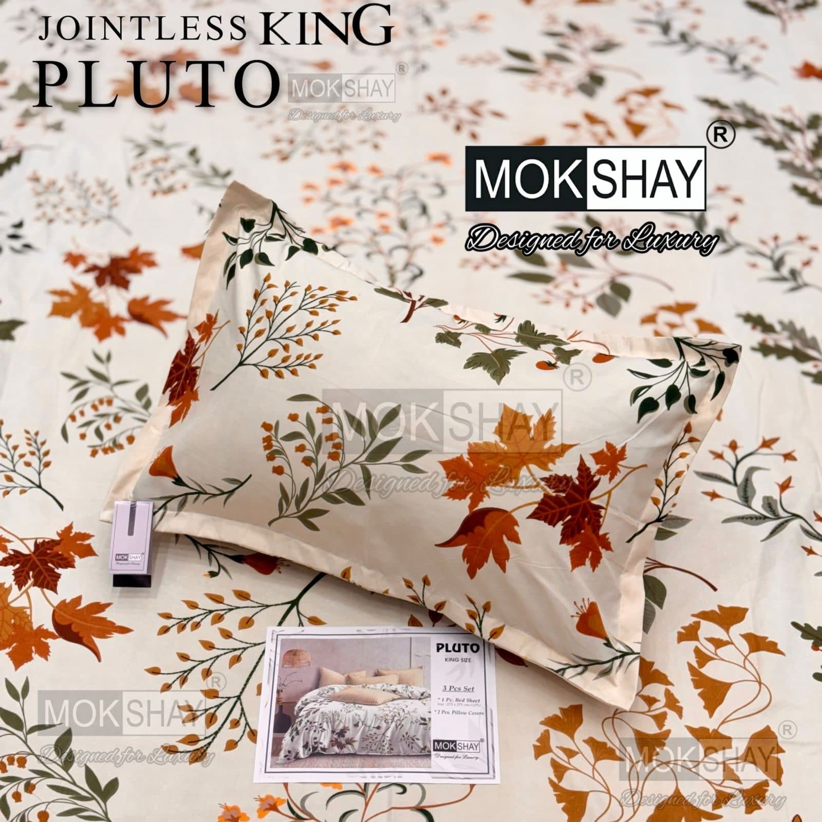 Pluto King Size Bedsheet Set – 3 Pcs | MOKSHAY