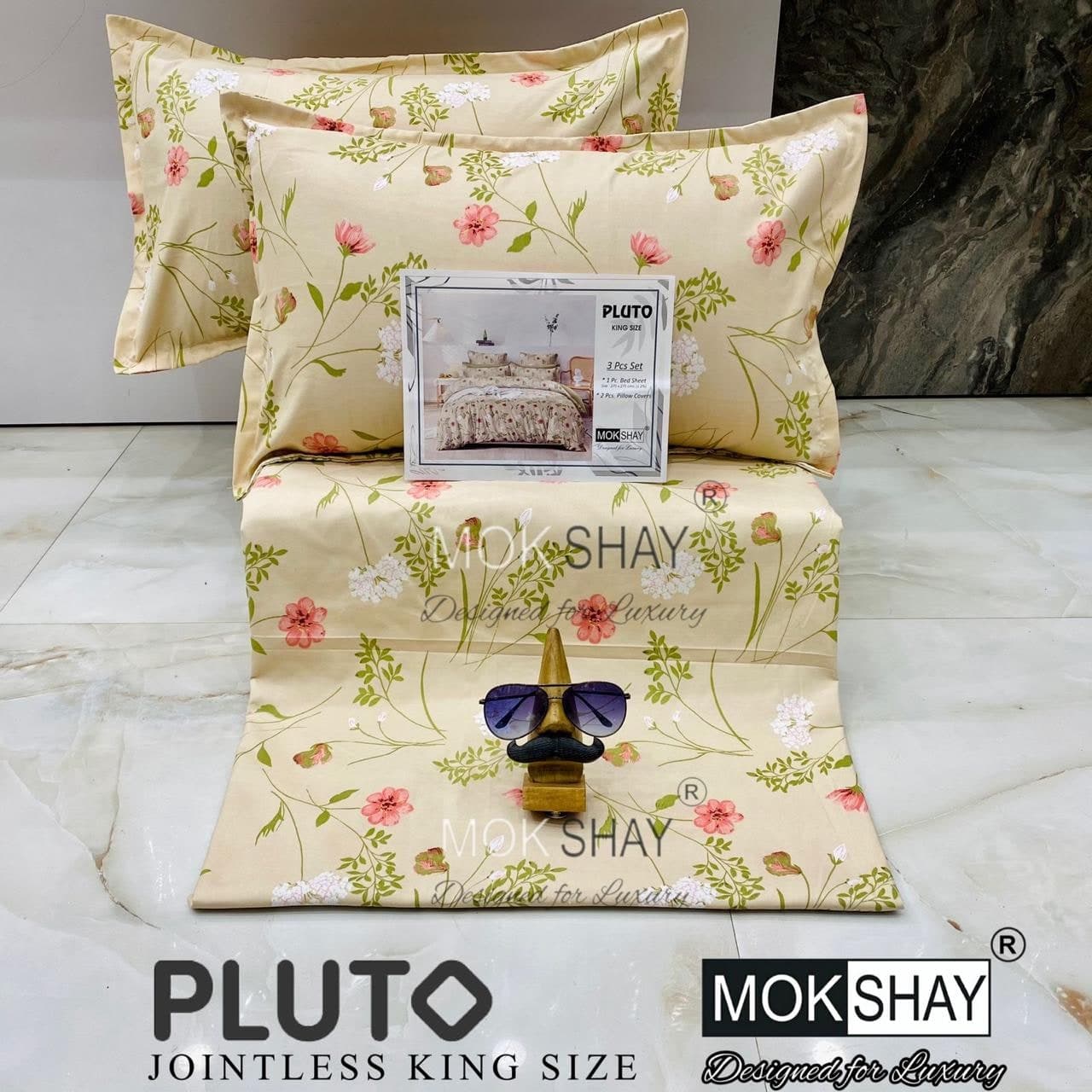 Pluto King Size Bedsheet Set – 3 Pcs | MOKSHAY