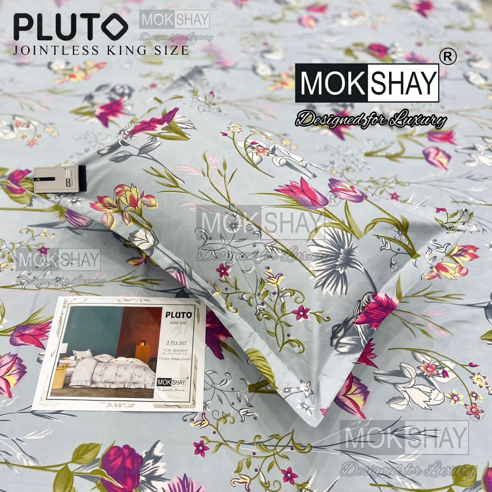 Pluto King Size Bedsheet Set – 3 Pcs | MOKSHAY