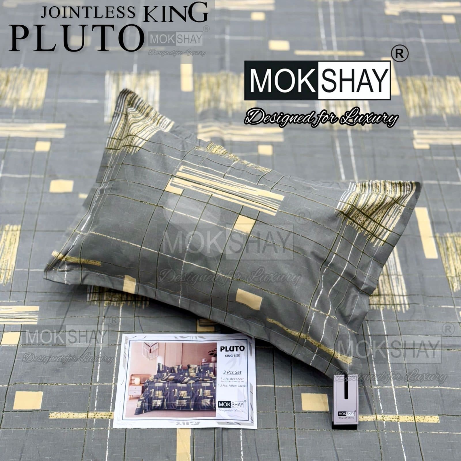 Pluto King Size Bedsheet Set – 3 Pcs | MOKSHAY
