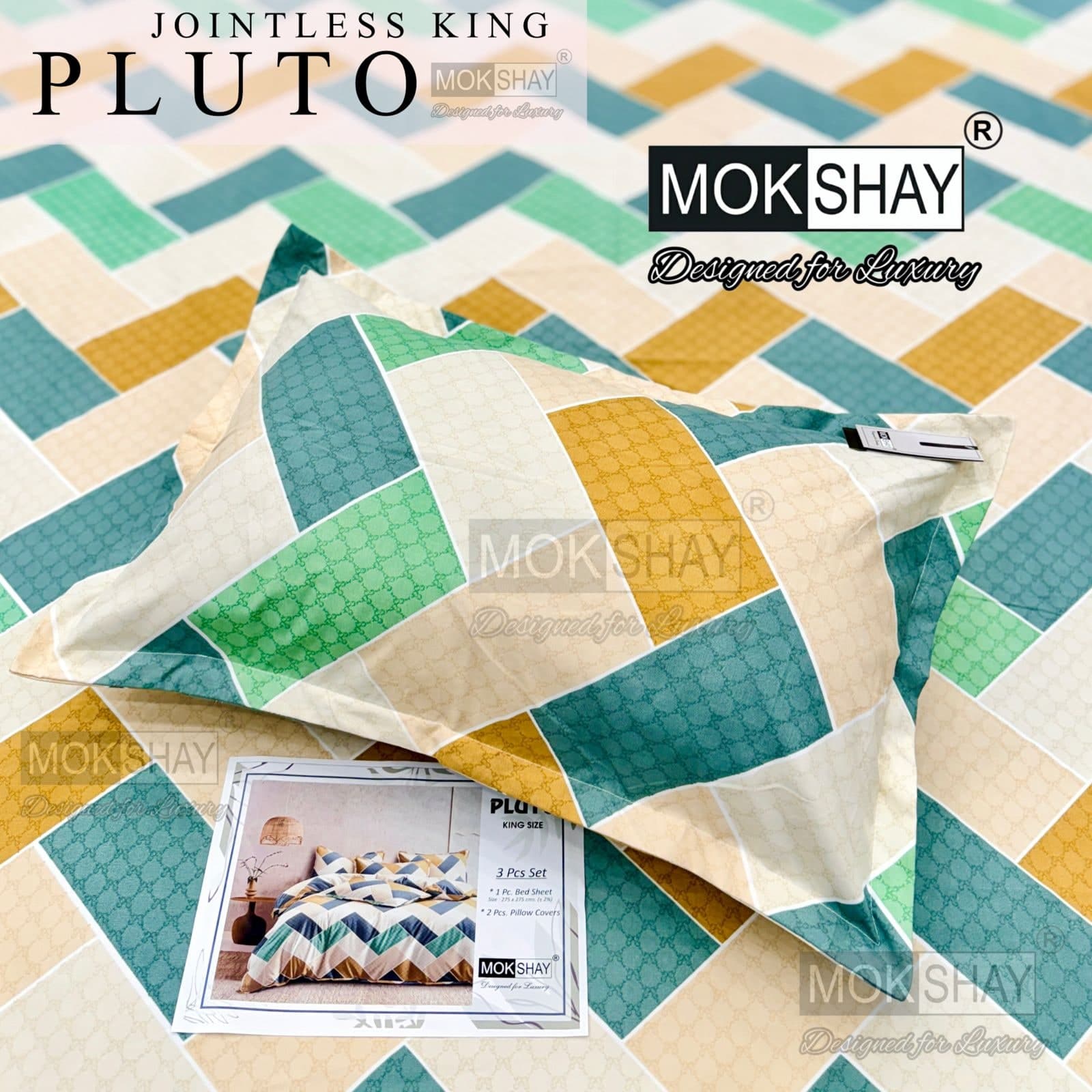 Pluto King Size Bedsheet Set – 3 Pcs | MOKSHAY