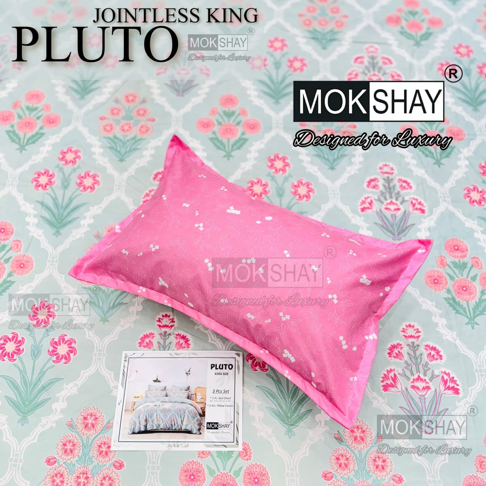 Pluto King Size Bedsheet Set – 3 Pcs | MOKSHAY