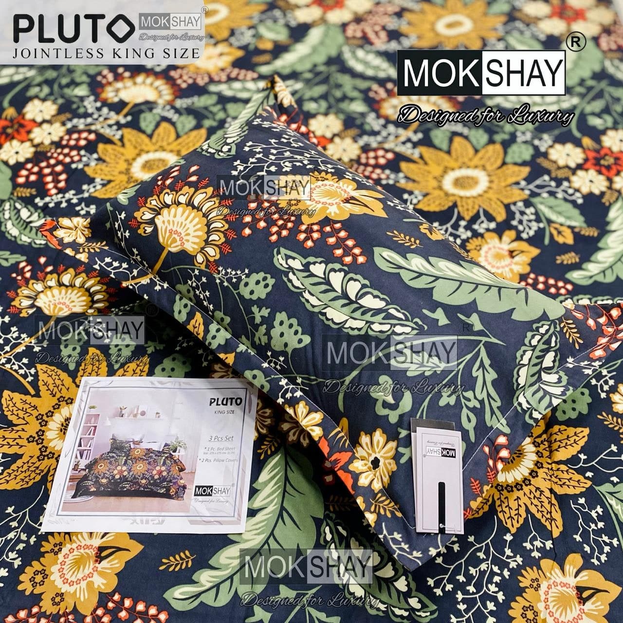 Pluto King Size Bedsheet Set – 3 Pcs | MOKSHAY