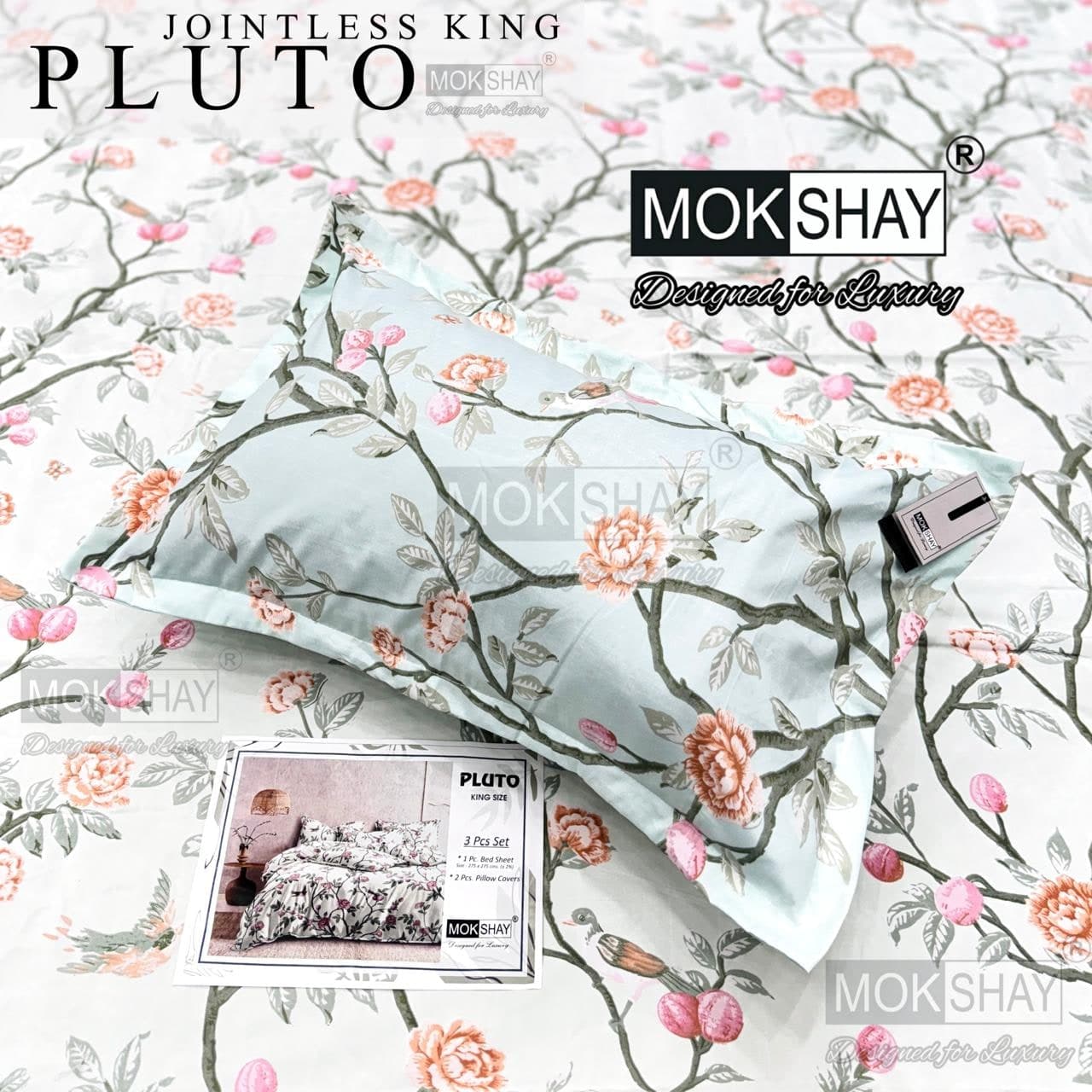 Pluto King Size Bedsheet Set – 3 Pcs | MOKSHAY