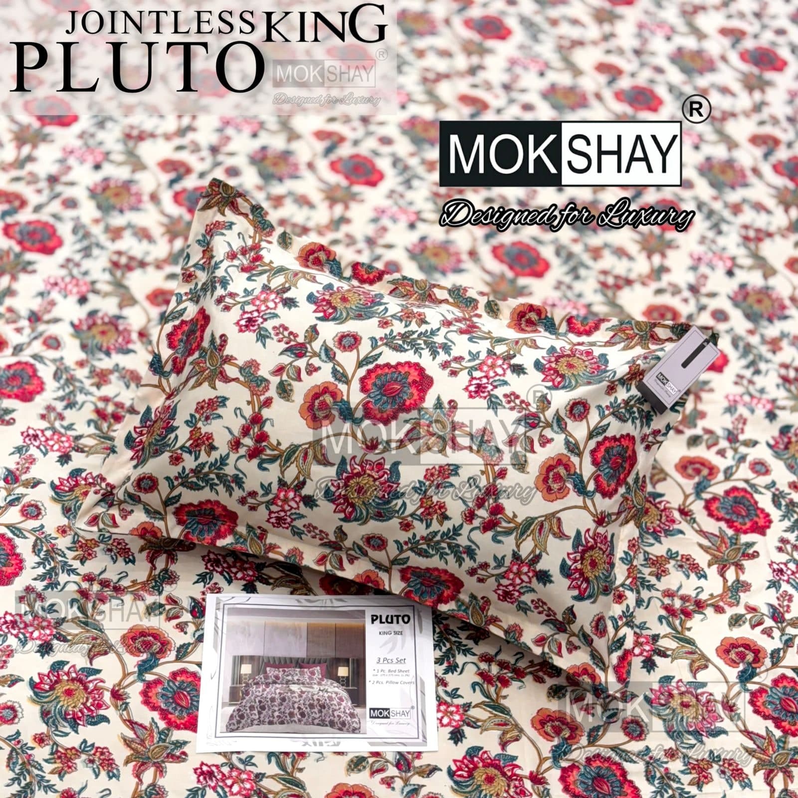 Pluto King Size Bedsheet Set – 3 Pcs | MOKSHAY