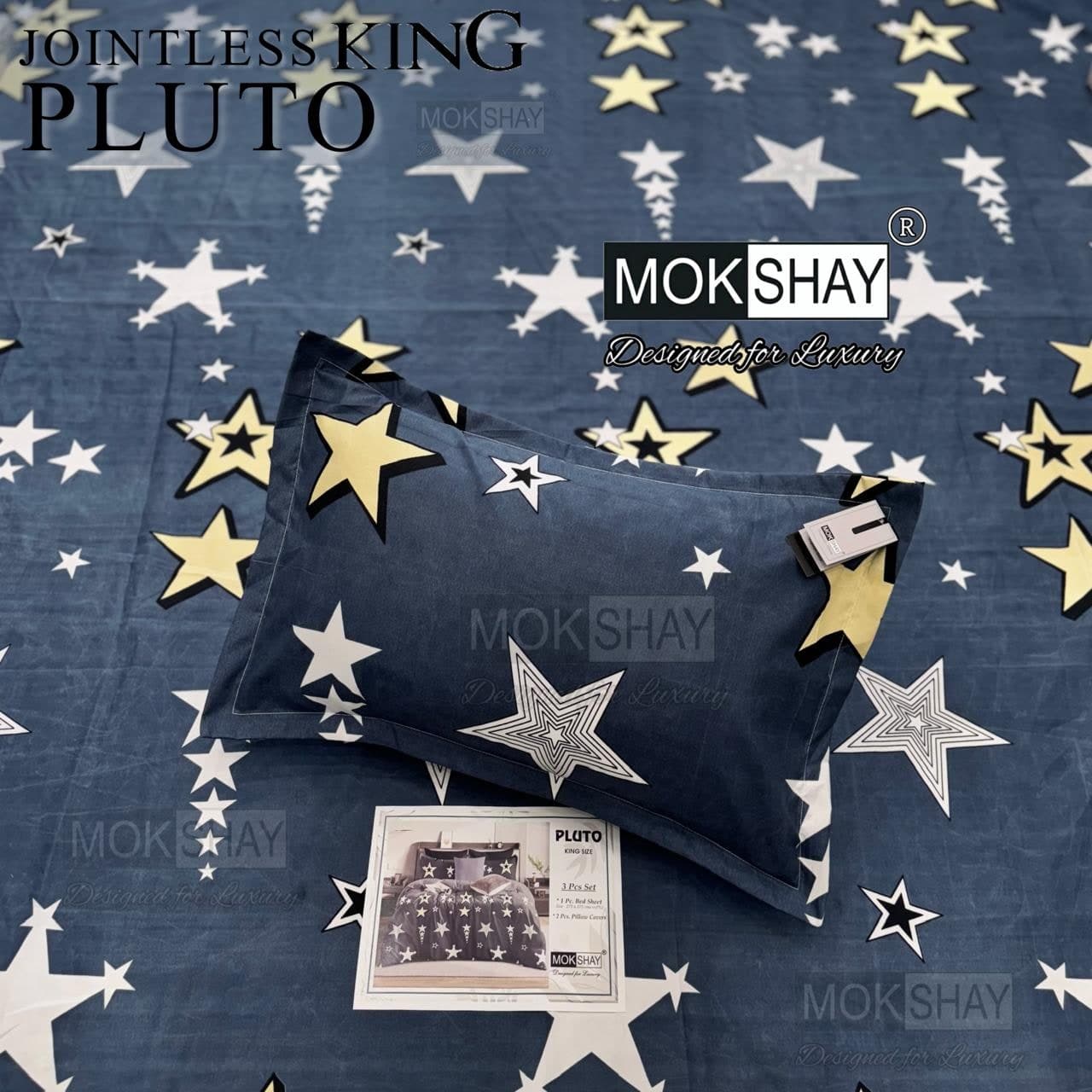 Pluto King Size Bedsheet Set – 3 Pcs | MOKSHAY