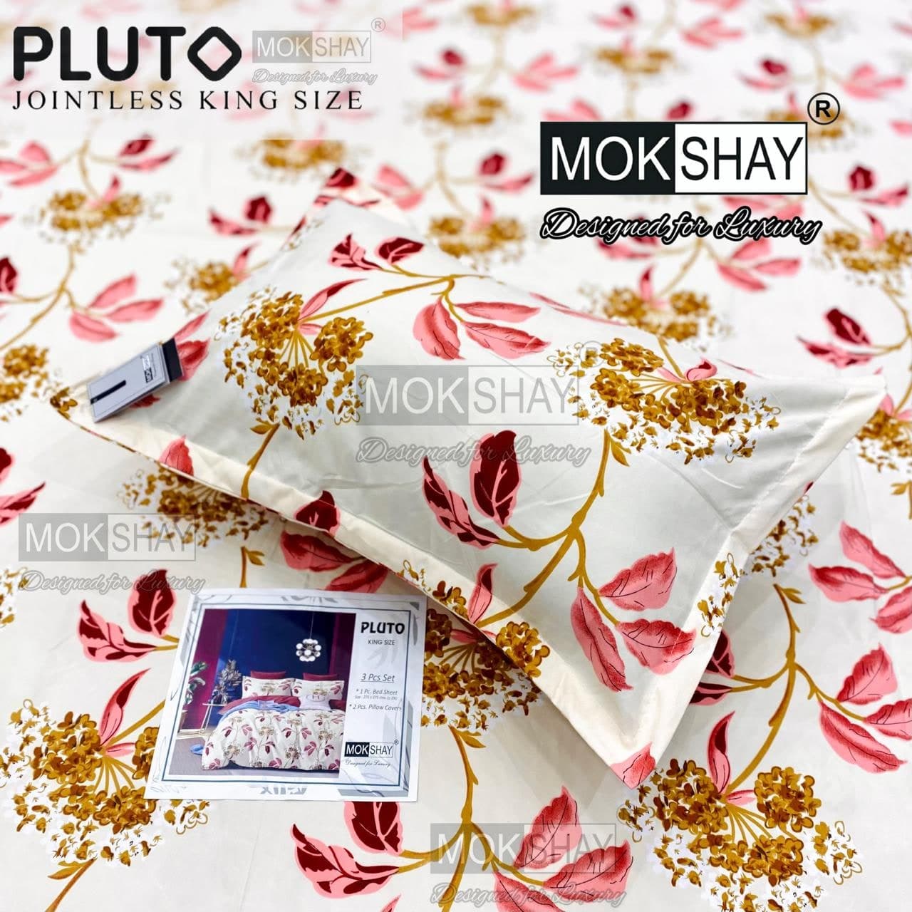 Pluto King Size Bedsheet Set – 3 Pcs | MOKSHAY