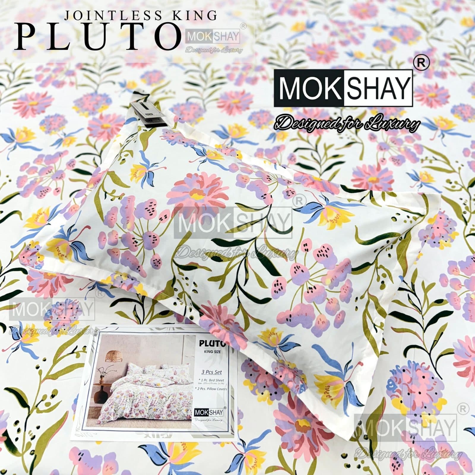 Pluto King Size Bedsheet Set – 3 Pcs | MOKSHAY