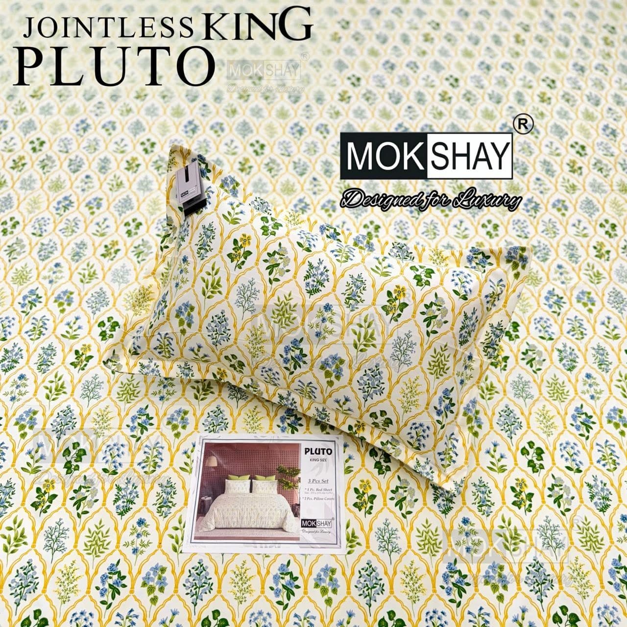 Pluto King Size Bedsheet Set – 3 Pcs | MOKSHAY