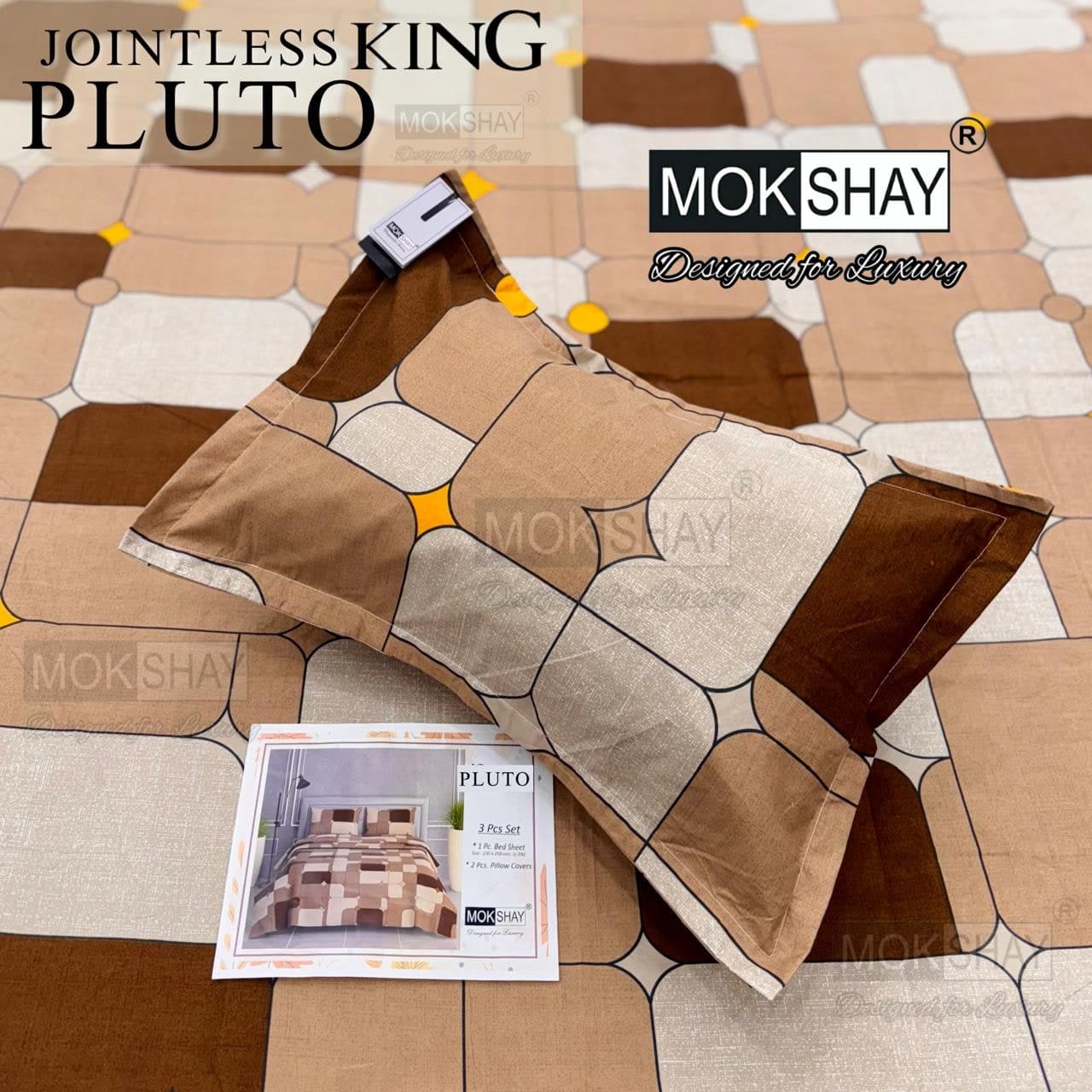 Pluto King Size Bedsheet Set – 3 Pcs | MOKSHAY