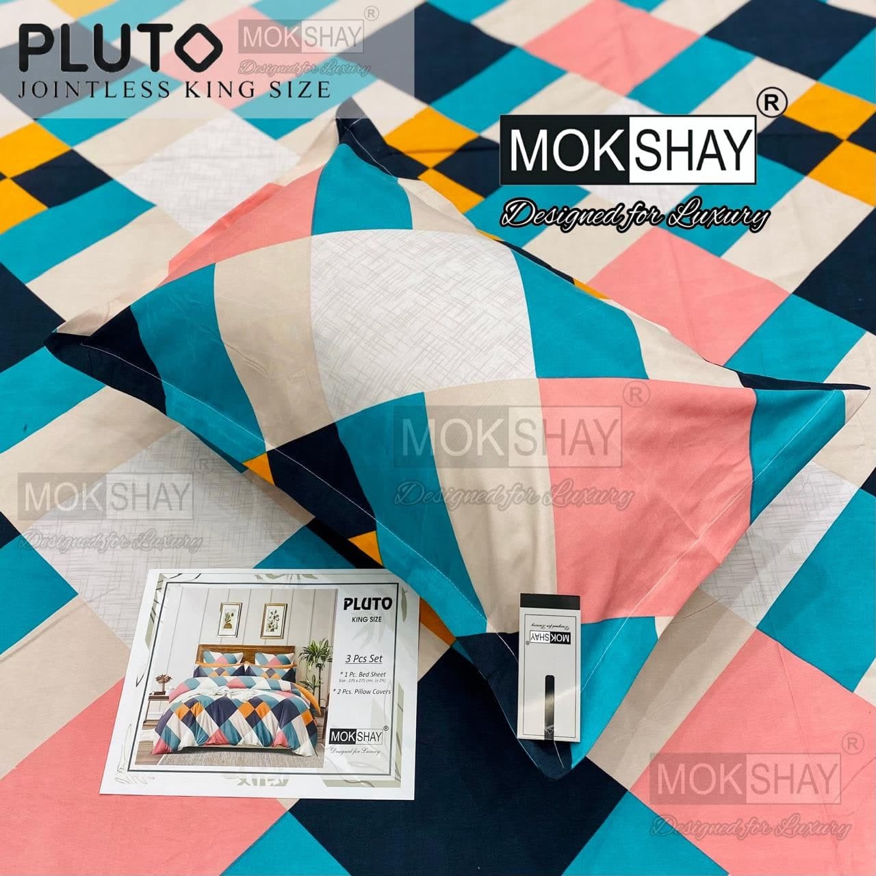 Pluto King Size Bedsheet Set – 3 Pcs | MOKSHAY