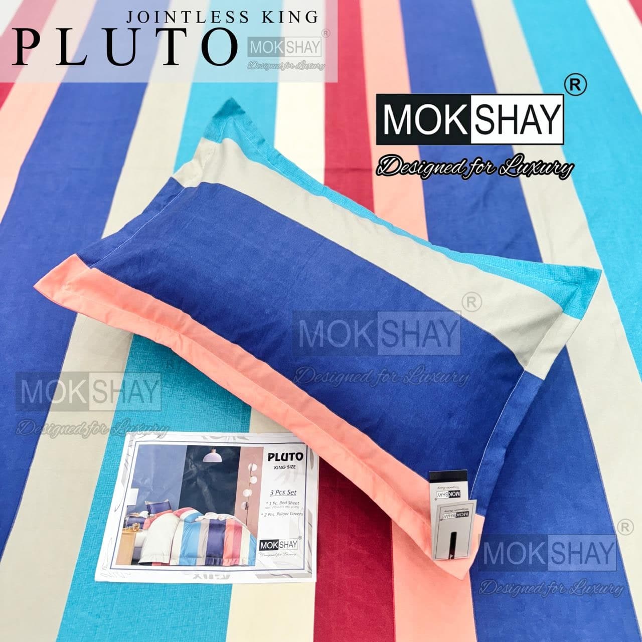 Pluto King Size Bedsheet Set – 3 Pcs | MOKSHAY