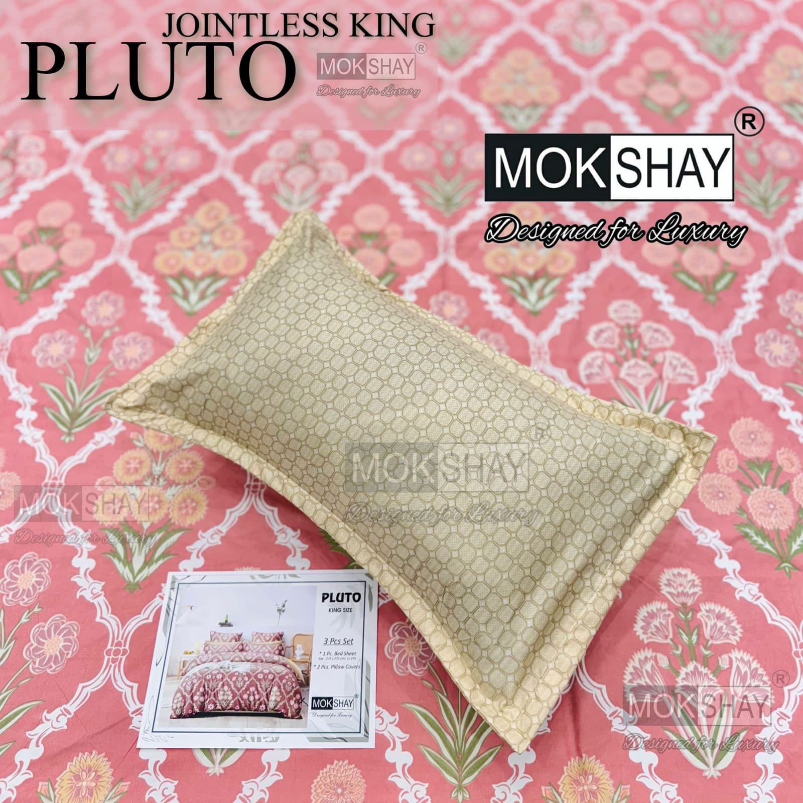 Pluto King Size Bedsheet Set – 3 Pcs | MOKSHAY
