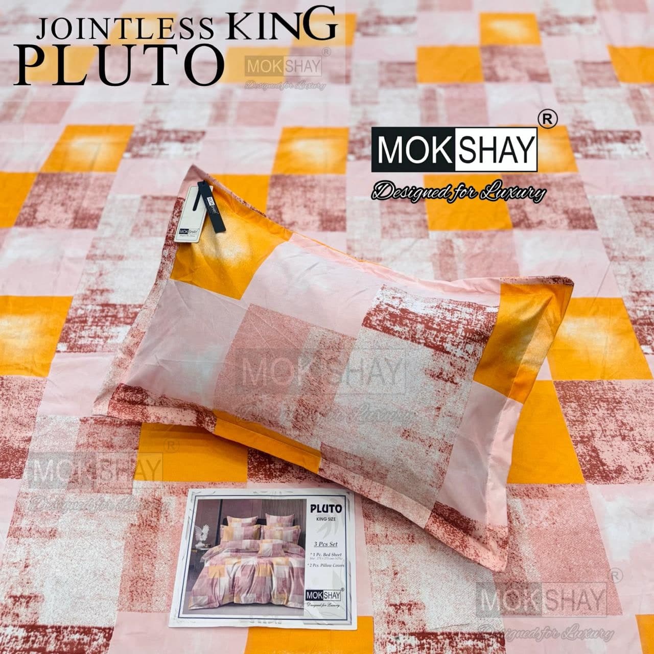 Pluto King Size Bedsheet Set – 3 Pcs | MOKSHAY